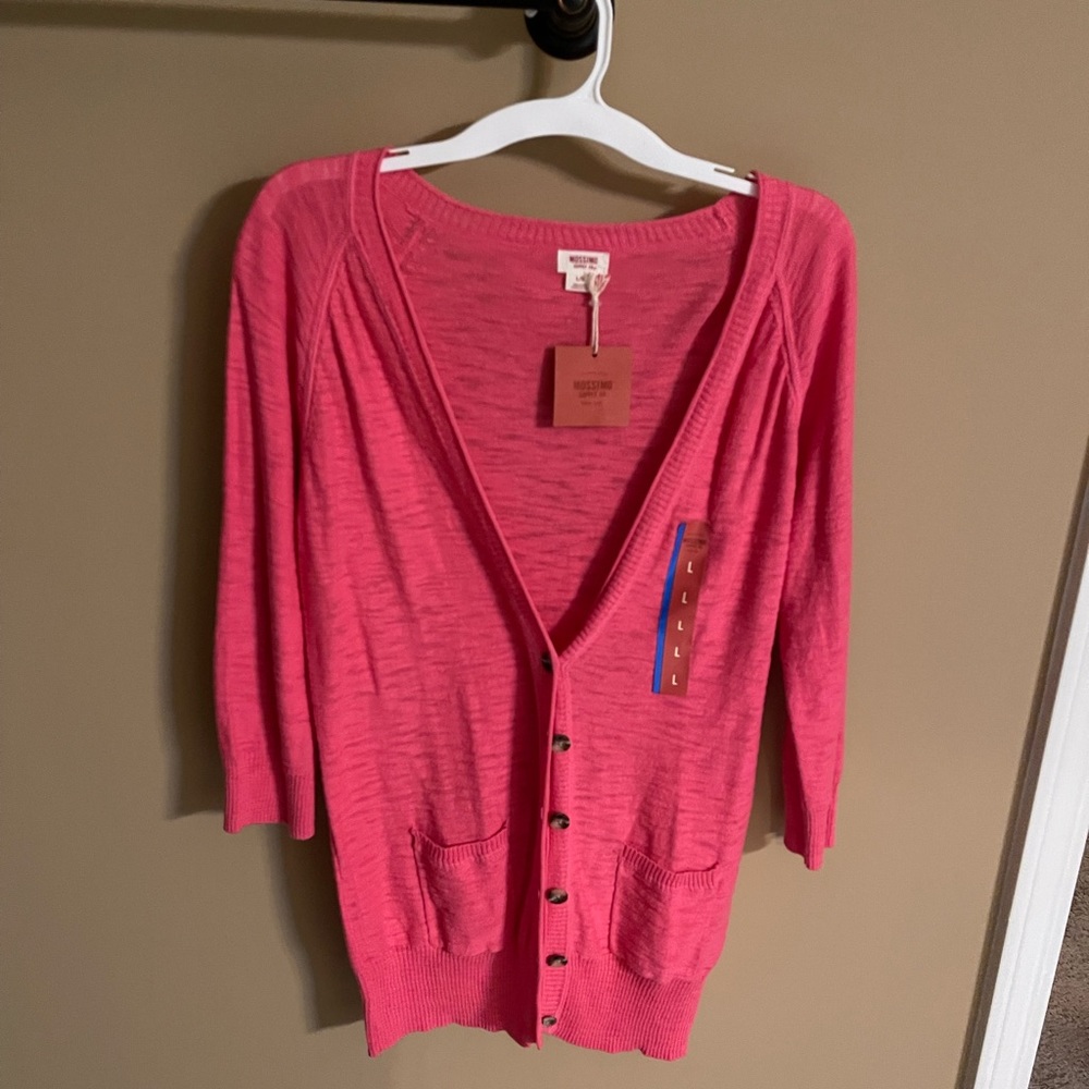 Pink Mossimo Supply Co 3/4 Sleeves Boyfriend Cardigan with Buttons